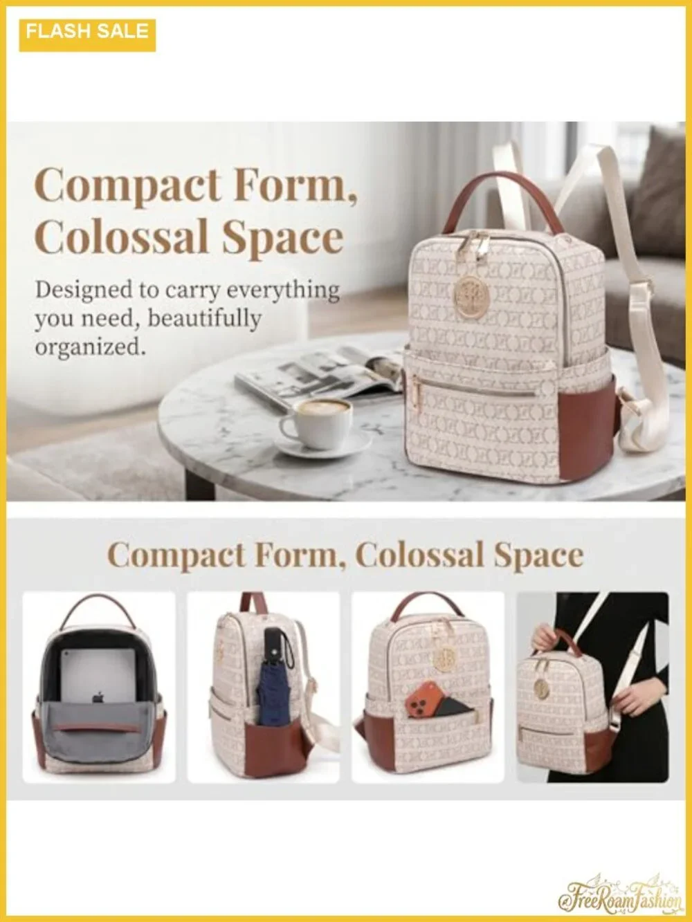 Small Backpack Purse Women Fashion Mini Backpack Multi Pockets Vegan Leather